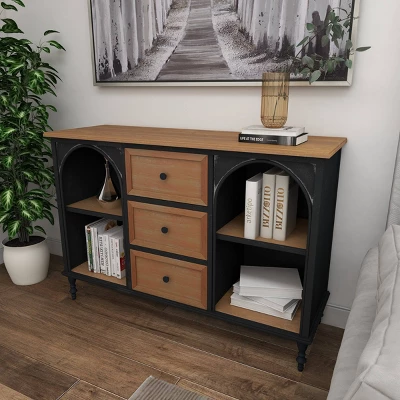 Farmhouse Wood And Metal Cabinet Black - Olivia & May 13 Farmhouse Wood And Metal Cabinet Black - Olivia & May - Image 11