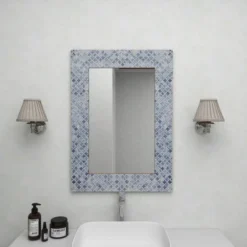 Wood Quatrefoil Wall Mirror Blue - Olivia & May -Olivia & May GUEST 833b76ca 6063 410f 9b26 96b3cce4fe7a