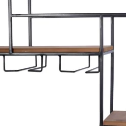 Metal Geometric 7 Bottle Wall Wine Rack With 5 Glass Holder Slots Black - Olivia & May -Olivia & May GUEST 835a57f1 77d6 45fc 87b9 e9b0eda61562