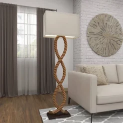 Rustic Jute Floor Lamp Brown - Olivia & May -Olivia & May GUEST 83670fd9 900b 44f3 9d28 e7e99fde543b