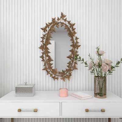 Glam Metal Butterfly Wall Mirror Gold - Olivia & May 18 Glam Metal Butterfly Wall Mirror Gold - Olivia & May - Image 16
