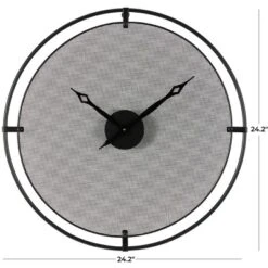 Olivia & May 24"x24" Metal Minimalistic Wall Clock With Mesh Backing Black - : Silent Mechanism, Keyhole Hanging, Industrial Decor -Olivia & May GUEST 8392c1b3 e295 4d30 9f7d 6b35cec641fa