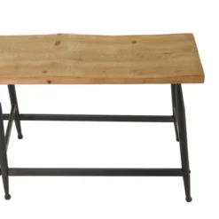 Industrial Metal And Wood Bench Brown - Olivia & May -Olivia & May GUEST 83a5ad90 ccd3 42b0 b0d0 520fd956af7c