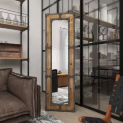 Rustic Wood Floor Mirror Brown - Olivia & May -Olivia & May GUEST 83e4aa81 ad99 4995 ba03 b97fb5a2ca31