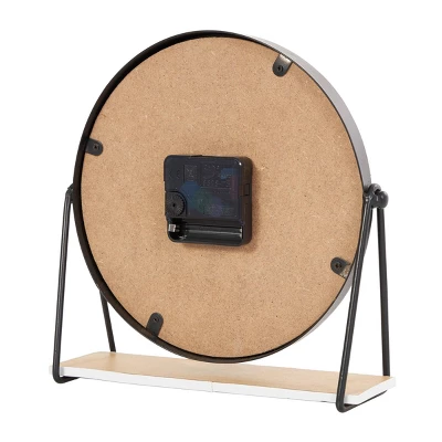 9"x9" Wooden Geometric Clock With Brown Wood Accents Black - Olivia & May: Silent, Modern Design, MDF Material 10 9"x9" Wooden Geometric Clock With Brown Wood Accents Black - Olivia & May: Silent, Modern Design, MDF Material - Image 8