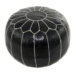 Bohemian Moroccans Leather Pouf - Olivia & May -Olivia & May GUEST 849ad158 99cb 4c8b a55f 21b4f615d66e