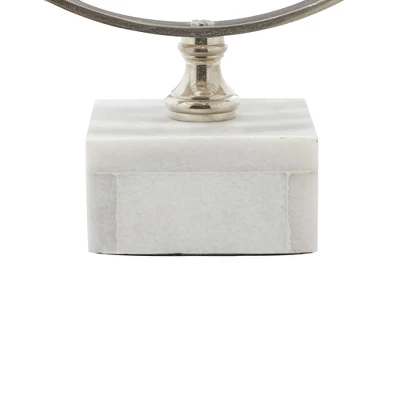 15" X 10" Traditional Aluminum Armillary Sphere With Ceramic Base Silver - Olivia & May 7 15" X 10" Traditional Aluminum Armillary Sphere With Ceramic Base Silver - Olivia & May - Image 5