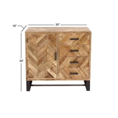 Contemporary Zigzag Pattern Mango Wood Cabinet Brown - Olivia & May 17 Contemporary Zigzag Pattern Mango Wood Cabinet Brown - Olivia & May - Image 15
