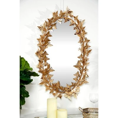 Glam Metal Butterfly Wall Mirror Gold - Olivia & May 3 Glam Metal Butterfly Wall Mirror Gold - Olivia & May