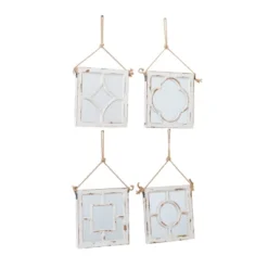 Wood Carved Designs Wall Mirror With Rope Hanger Set Of 4 White - Olivia & May -Olivia & May GUEST 857471c4 5371 4d9f 8f32 45b3cb35b1df