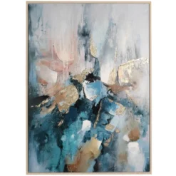 Canvas Abstract Watercolor Blotch Framed Wall Art With Gold Foil Accent Blue - Olivia & May -Olivia & May GUEST 857d7467 c9cf 40dd b241 c99612b5a642
