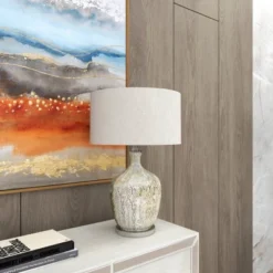 Glam Glass Table Lamp With Faux Mercury Glass Finish Silver - Olivia & May -Olivia & May GUEST 8584aabf e961 4af2 a15d 753d1708e596