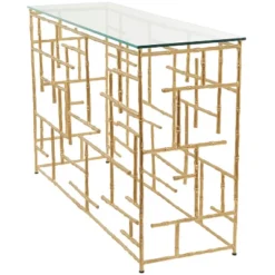 Contemporary Aluminum Console Table Gold - Olivia & May -Olivia & May GUEST 85f92913 0f9a 48b2 90f3 e4ee867bd62b