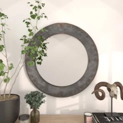 Industrial Metal Wall Mirror Gray - Olivia & May -Olivia & May GUEST 862e81a7 b4ce 47c2 99bc 0fb797bb432d