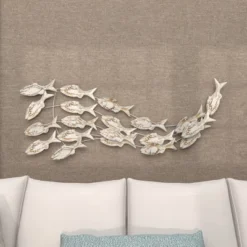 45" X 17" Coastal Wood Fish Wall Decor White - Olivia & May -Olivia & May GUEST 8651deb7 4fa4 4b41 b8e8 d4843c1c8386