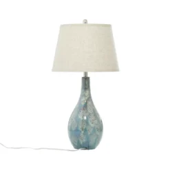 Ceramic Table Lamp With Drum Shade Set Of 2 Turquoise - Olivia & May -Olivia & May GUEST 865bf100 f3e8 4801 8df5 cfb73c7f443f