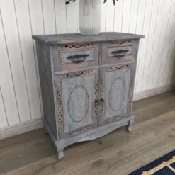 Vintage Wood Cabinet Gray - Olivia & May -Olivia & May GUEST 86cb9f51 6691 42f3 b279 327d9943287f