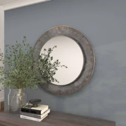 Industrial Metal Wall Mirror Gray - Olivia & May -Olivia & May GUEST 86e5c35c ad9f 4945 a54a e09d027fb466