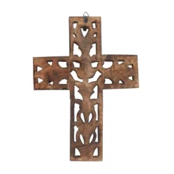 12" X 9" Mango Wood Biblical Carved Cross Wall Decor Brown - Olivia & May -Olivia & May GUEST 87a0cbf4 afc8 4fd4 a20a 1a0535b4c1e5