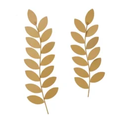 Set Of 2 Metal Leaf Wall Decors Brown - Olivia & May