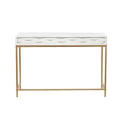 Contemporary 2 Drawer Metal Console Table White - Olivia & May