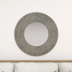 Farmhouse Metal Wall Mirror Gray - Olivia & May -Olivia & May GUEST 8847ee52 abbb 49f2 b8d1 4c2a571cf63c