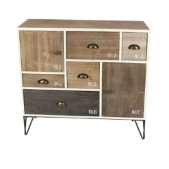 Wood And Metal 7 Drawer Buffet White/Black - Olivia & May -Olivia & May GUEST 88499223 4a23 4850 ac69 9f76783edefa