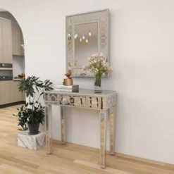 Set Of 2 Glam Wood Console Tables Gray - Olivia & May -Olivia & May GUEST 88567334 2ce8 4d1b 87d8 a6b48d161c00