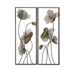 Metal Floral Wall Decor With Black Frame Set Of 2 Black - Olivia & May -Olivia & May GUEST 888f05b6 7983 4973 bd5d 6cc0e6985355