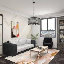 Metal Crystal Embellishments 6 Light Chandelier With Link Style Chain Black - Olivia & May -Olivia & May GUEST 894f0c2e 2b9e 470e ad69 850fd08eef94