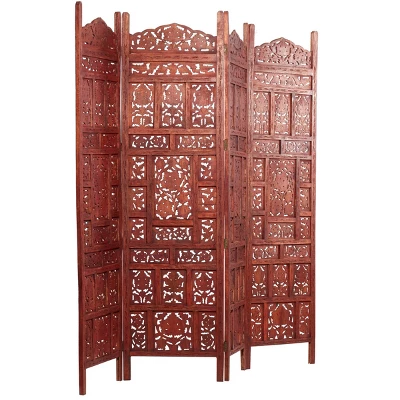 Traditional Wood Room Divider Screen Red - Olivia & May 5 Traditional Wood Room Divider Screen Red - Olivia & May - Image 3