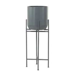 Olivia & May Modern Metal Planter Pot Gray -Olivia & May GUEST 8a808971 aea5 48bf b5aa 84203d783468