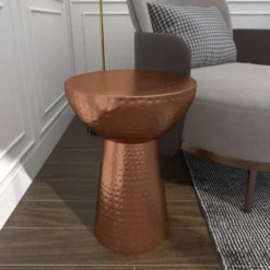 Metal Pedestal Stool Flat Top Copper - Olivia & May -Olivia & May GUEST 8aabf03f e7ee 4320 90f7 bfe98ade805e