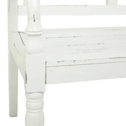 Farmhouse Mahogany Bench White - Olivia & May -Olivia & May GUEST 8ab09f5a a00a 4148 b252 7467cc610f6e