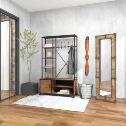 Rustic Wood Floor Mirror Brown - Olivia & May -Olivia & May GUEST 8adc2100 b76f 4c30 a5df e3c7574fcf9a