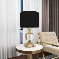 Crystal Table Lamp With Drum Shade Gold - Olivia & May -Olivia & May GUEST 8b9552eb c882 4459 a012 4cb038c66d37