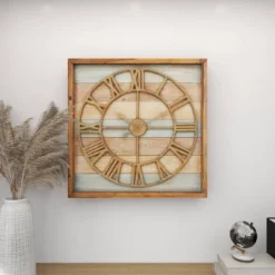 Contemporary Metal Vintage Wall Clock Brown - Olivia & May -Olivia & May GUEST 8be591c6 598f 4249 a29e 88bbe4fe2140