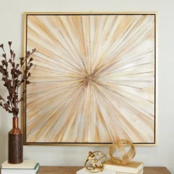 Canvas Starburst Radial Framed Wall Art With Gold Frame Brown - Olivia & May -Olivia & May GUEST 8beaa961 6de9 455f 8099 fc34d3619b18