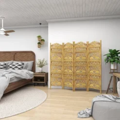 Traditional 4 Panel Fine Carved Room Divider Screen Gold - Olivia & May -Olivia & May GUEST 8c0a5e58 77ab 47d7 a7d3 0527e215719e