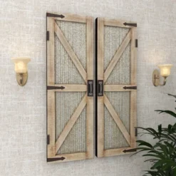 Metal Barn Door Wall Decor Set Of 2 Silver - Olivia & May 22 Metal Barn Door Wall Decor Set Of 2 Silver - Olivia & May -Olivia & May GUEST 8c7f8e91 344c 4051 9569 6aff6d662f22