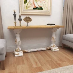 Vintage Wood Console Table White - Olivia & May -Olivia & May GUEST 8d0bddf4 dbad 4d45 a87b 9ec5e9a2c2a0