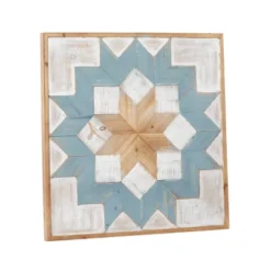 Wood Geometric Handmade Southwestern Wall Decor Light Brown/Light Blue - Olivia & May -Olivia & May GUEST 8d9d5b5d 6416 400c 9622 65e277ea9da1