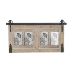 Wood 4 Slot Wall Photo Frame With Metal Accent Brown - Olivia & May -Olivia & May GUEST 8e76e7e3 b182 4530 9074 149906b78e50