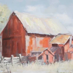 Canvas Landscape Barn Framed Wall Art With Silver Frame Multi Colored - Olivia & May -Olivia & May GUEST 8ebafef7 0f57 40e2 b98d d27e3cc892e7