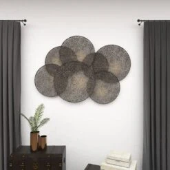 Metal Plate Overlapping Perforated Wall Decor Black - Olivia & May -Olivia & May GUEST 8ee950dc 7d19 4ff3 90dc 921254e1b76e