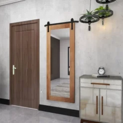 Wood Wall Mirror With Metal Hanging Rod Brown - Olivia & May -Olivia & May GUEST 8f4f112d 5293 4a13 ae14 58b5a9c5db9c