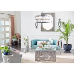 Metal Crystal Embellishments 6 Light Chandelier With Link Style Chain Black - Olivia & May -Olivia & May GUEST 8fb4eb1c b292 405e 80ce 4daa454ba7f0