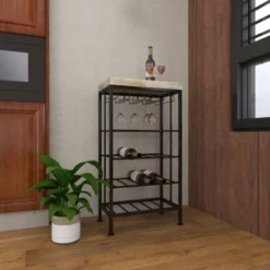 Industrial Metal Rectangle Wine Rack Black - Olivia & May -Olivia & May GUEST 8fcee2fc 5049 42f4 b1aa 3fef8a3ea386