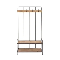 Industrial Metal Coat Valet Rack Light Brown - Olivia & May