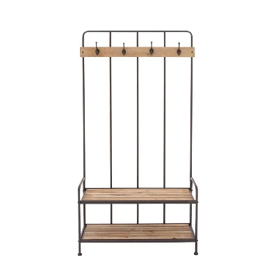 Industrial Metal Coat Valet Rack Light Brown - Olivia & May 3 Industrial Metal Coat Valet Rack Light Brown - Olivia & May